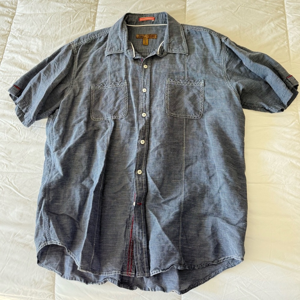 NWOT! Blue Pronto Uomo Men's Blue Short Sleeve Button Down Shirt. Size XL